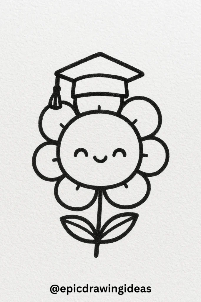 Flower with a Graduation Cap