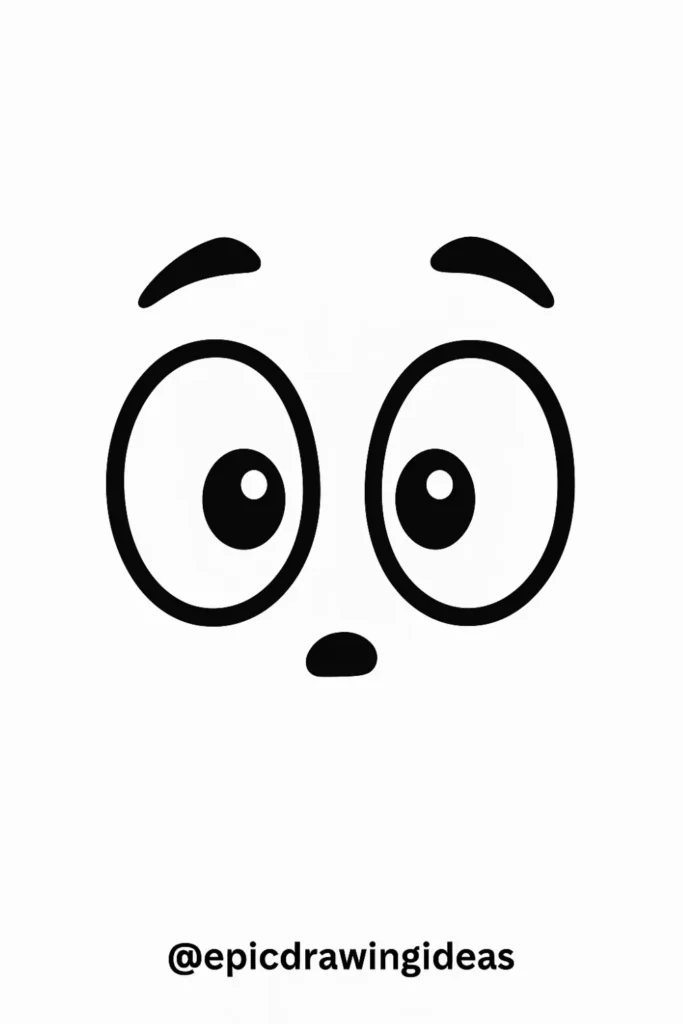Round Surprised Eyes with Small Eyebrows
