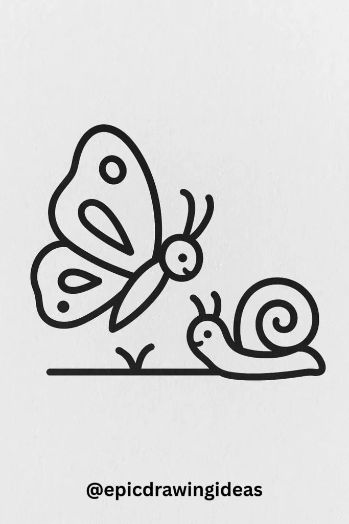 Butterfly and a Tiny Snail Friend