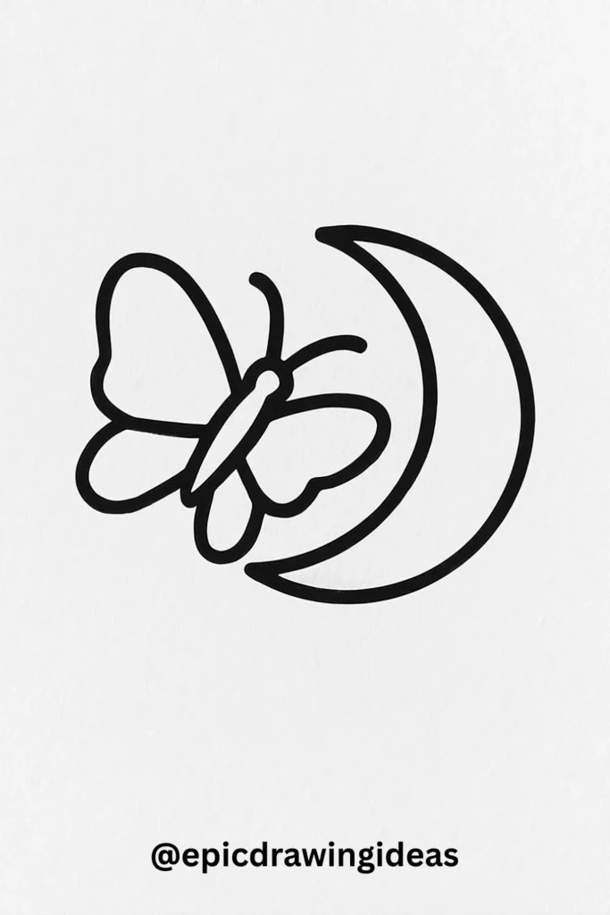 Butterfly and Crescent Moon