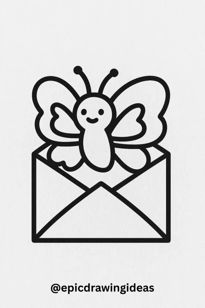 Butterfly Peeking Out of an Envelope