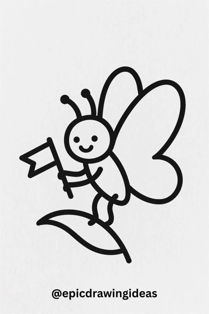 Butterfly Holding a Tiny Flag