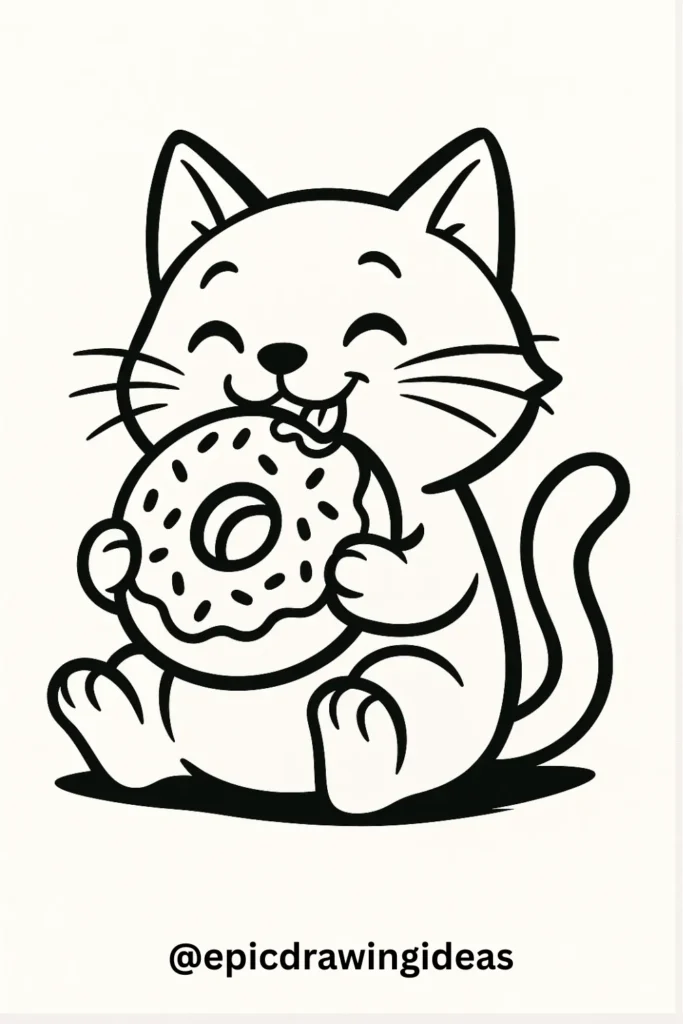 Cat Eating a Donut