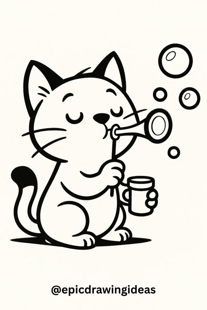 Cat Blowing Bubbles