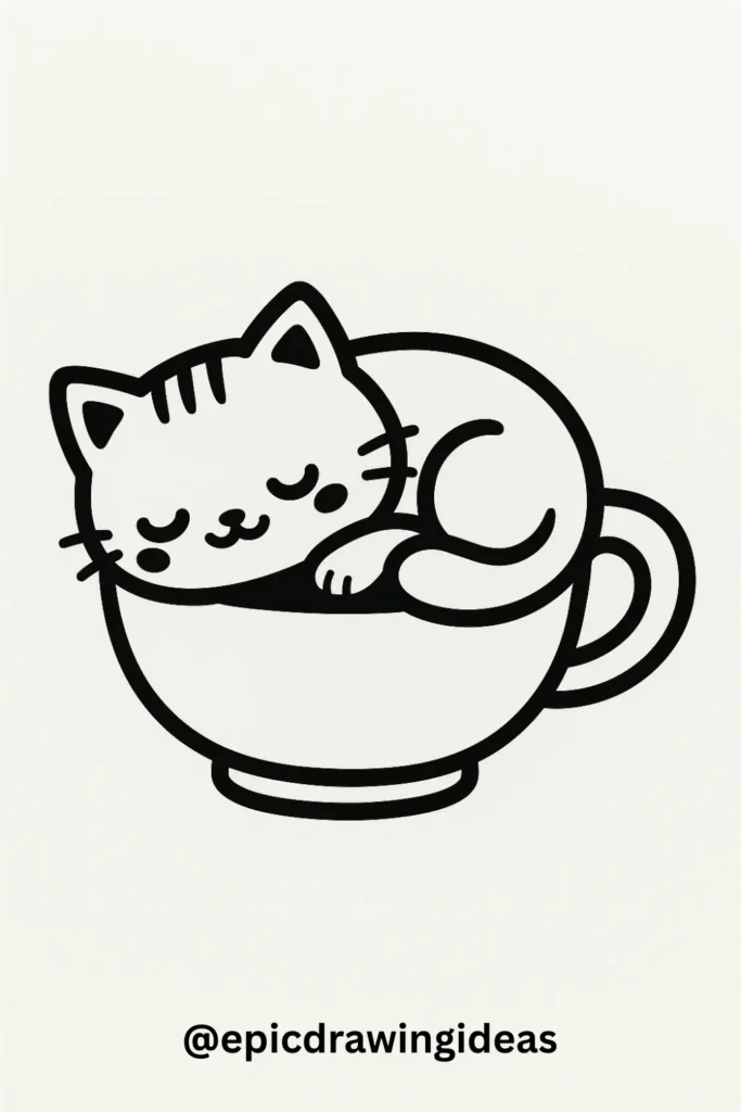 Sleepy Cat in a Teacup