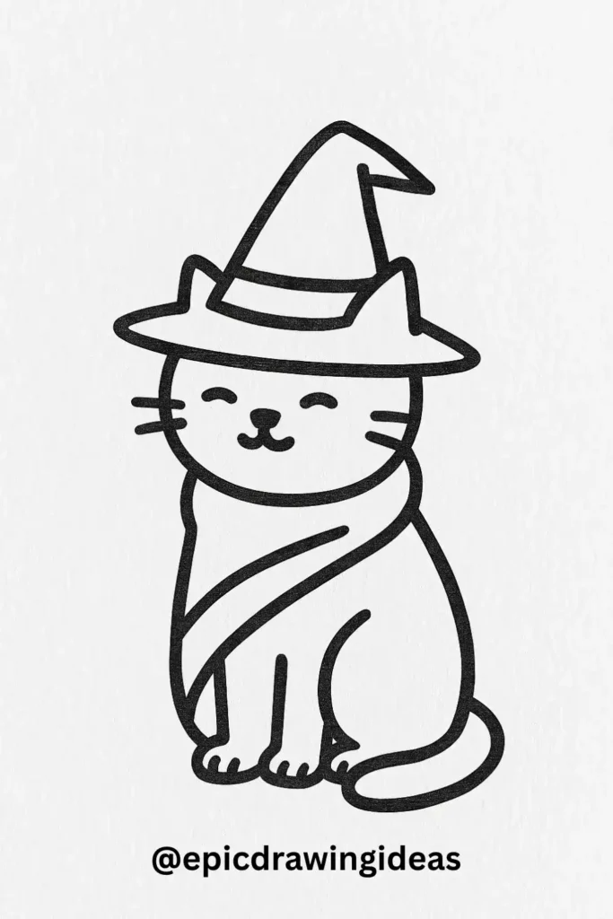 Cat Wearing a Witch Hat