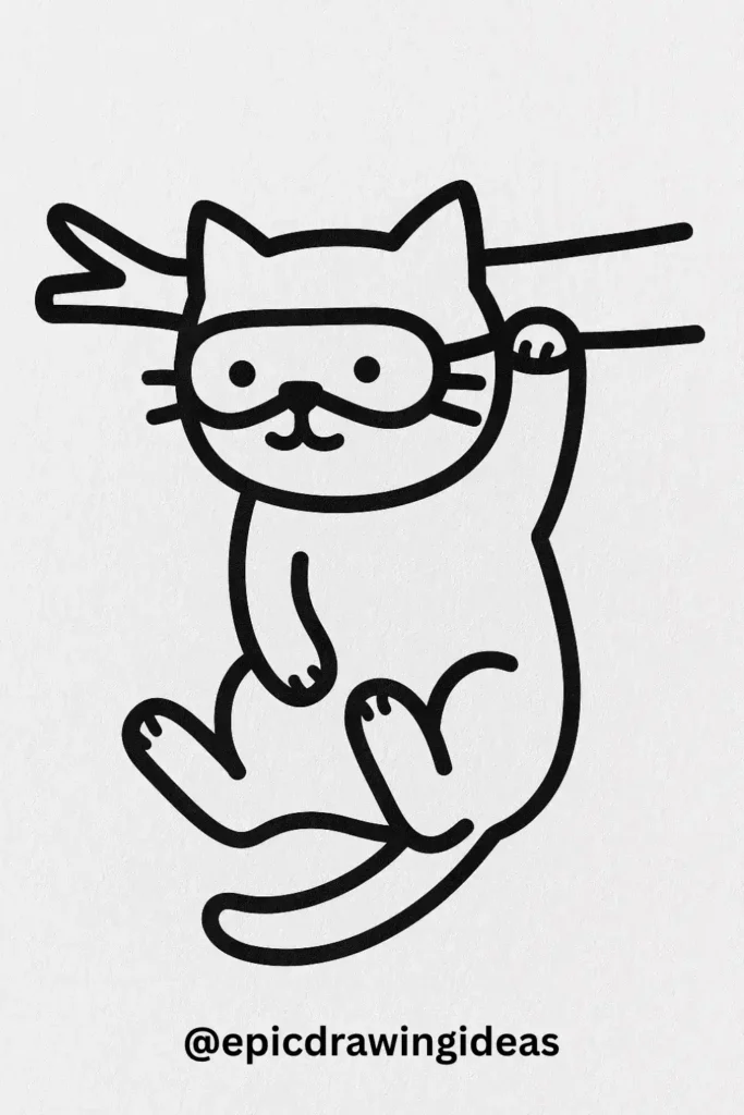 Cat Hanging from a Branch
