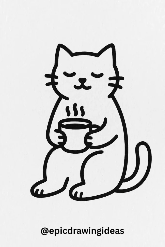 Cat Holding a Cup of Coffee
