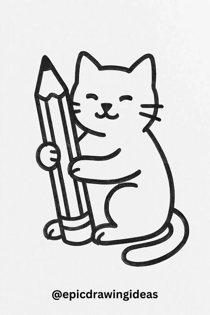 Cat Holding a Pencil