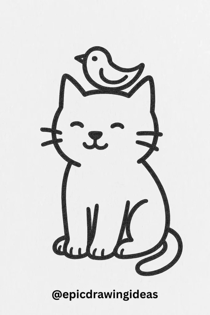 Cat and a Little Bird Friend