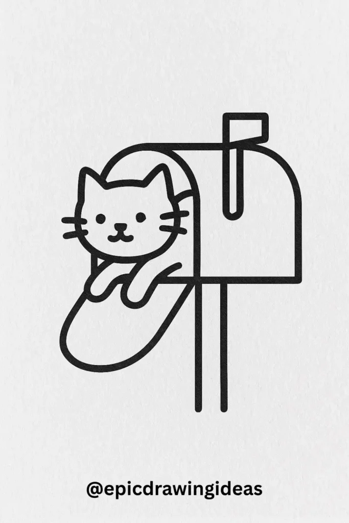 Cat Peeking Out of a Mailbox