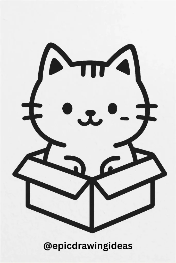 Cat Inside a Cardboard Box