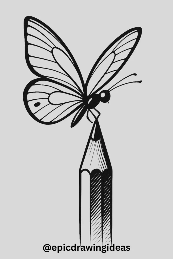 Butterfly Perched on a Pencil Tip