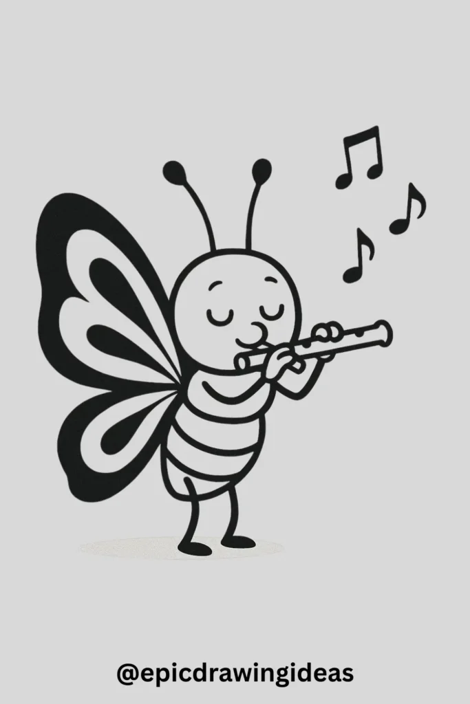 Butterfly Playing a Tiny Flute