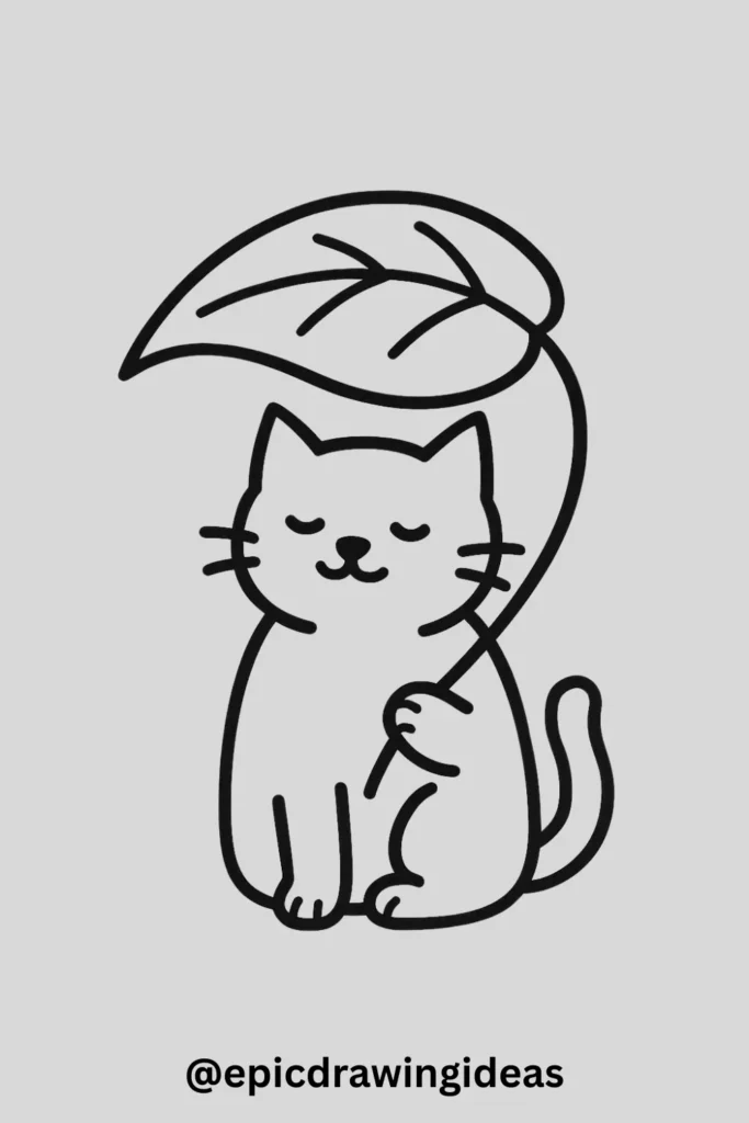 Cat with a Leaf Umbrella