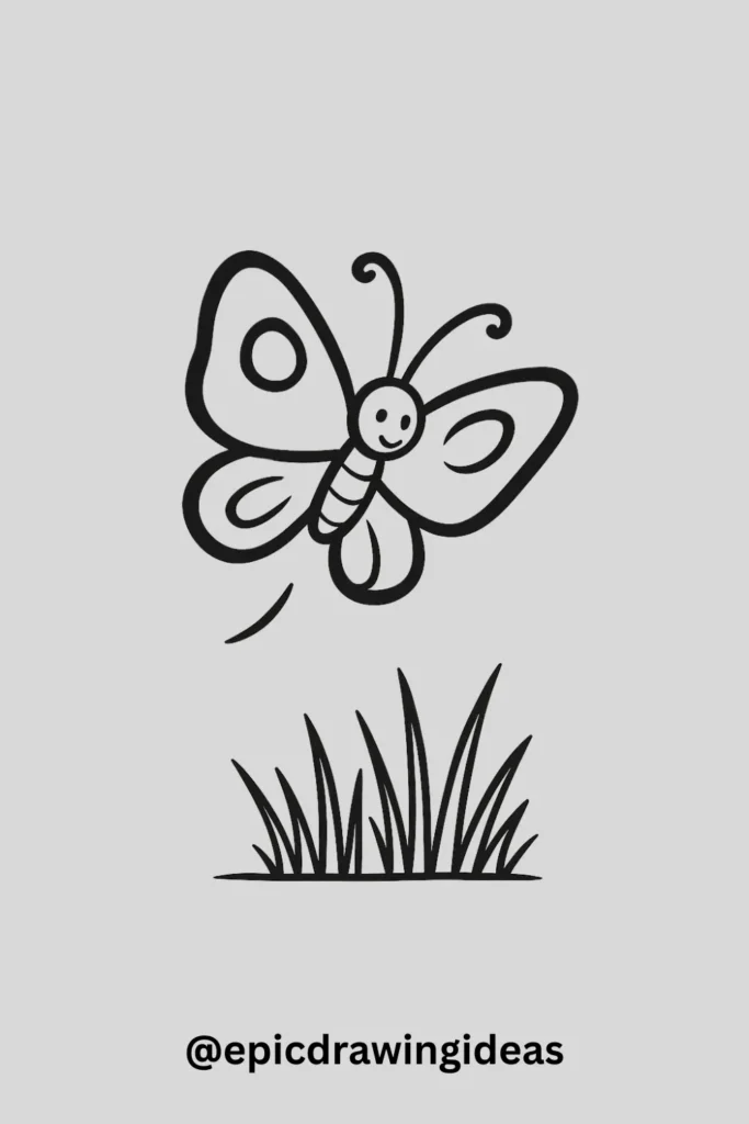 Butterfly Flying Over Grass