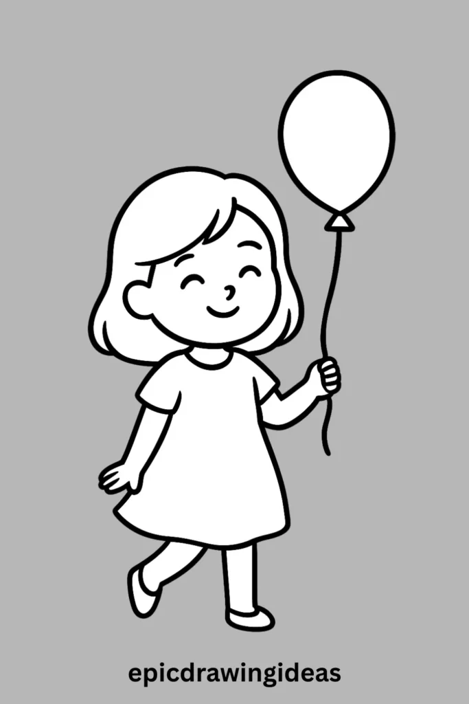 31 Lively Girl Drawing Ideas You’ll Fall in Love With 13 Girl Holding a Balloon