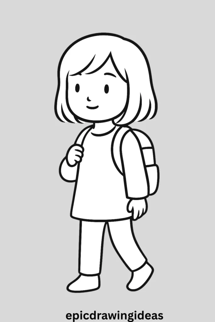 31 Lively Girl Drawing Ideas You’ll Fall in Love With 8 Girl with a Backpack