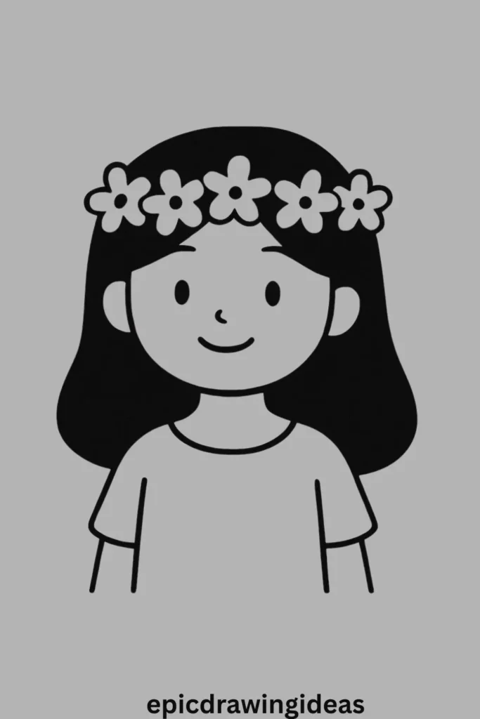 31 Lively Girl Drawing Ideas You’ll Fall in Love With 10 Girl with a Flower Crown