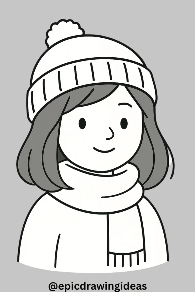 31 Lively Girl Drawing Ideas You’ll Fall in Love With 4 Girl with a Hat and Scarf