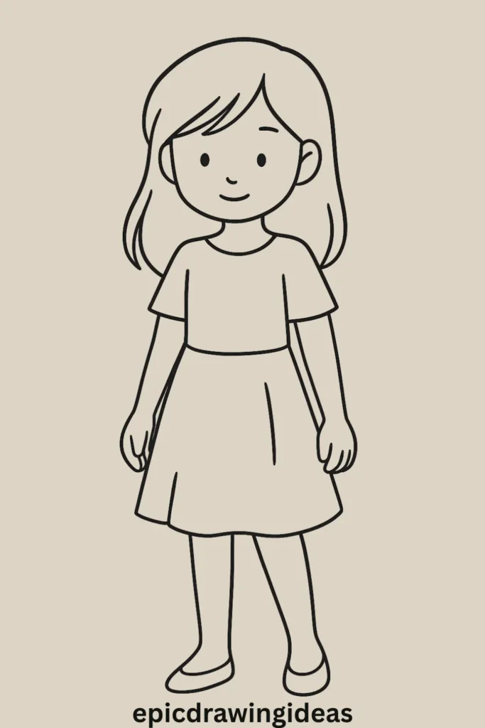 31 Lively Girl Drawing Ideas You’ll Fall in Love With 26 Girl in a Simple Dress