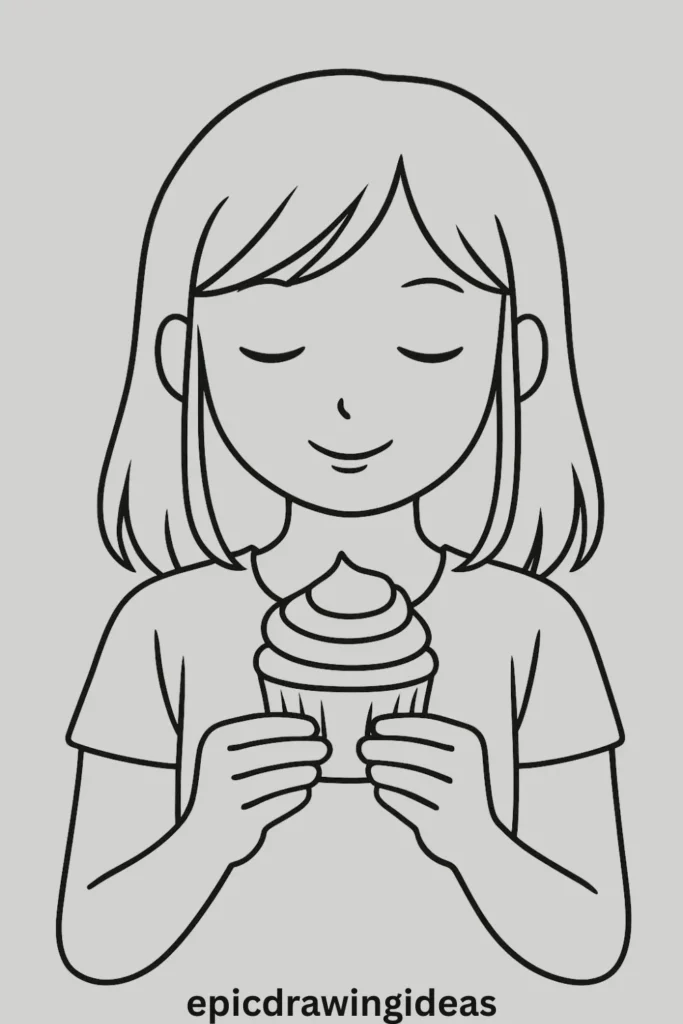 31 Lively Girl Drawing Ideas You’ll Fall in Love With 17 Girl Holding a Cupcake