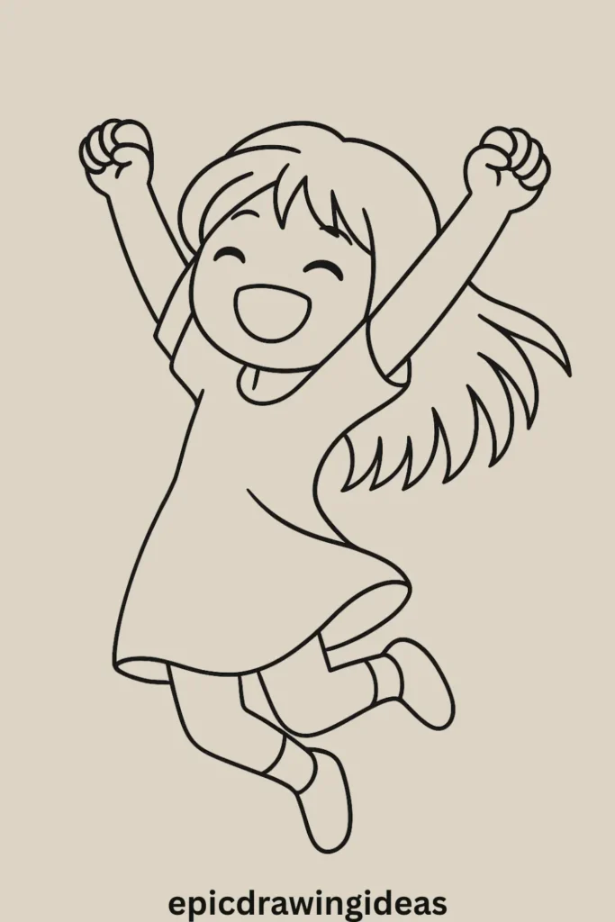 31 Lively Girl Drawing Ideas You’ll Fall in Love With 23 Girl Jumping with Joy