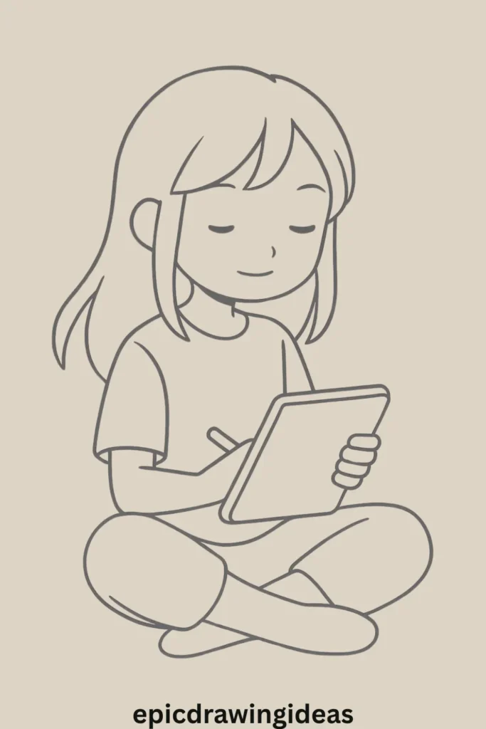 31 Lively Girl Drawing Ideas You’ll Fall in Love With 27 Girl Holding a Book
