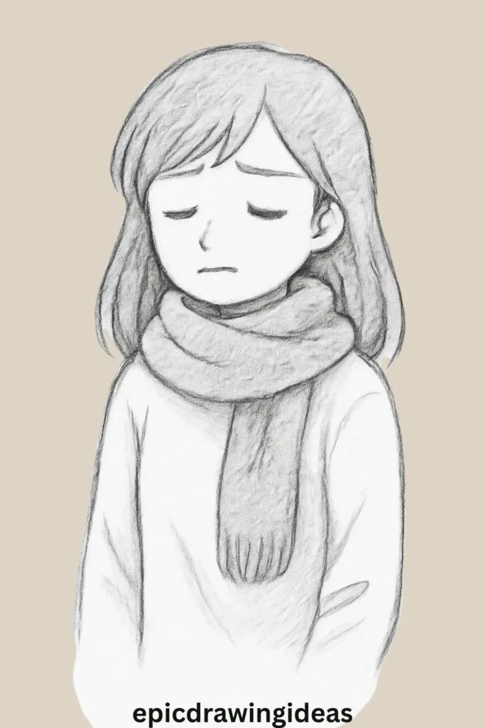 31 Lively Girl Drawing Ideas You’ll Fall in Love With 28 Girl with a Scarf