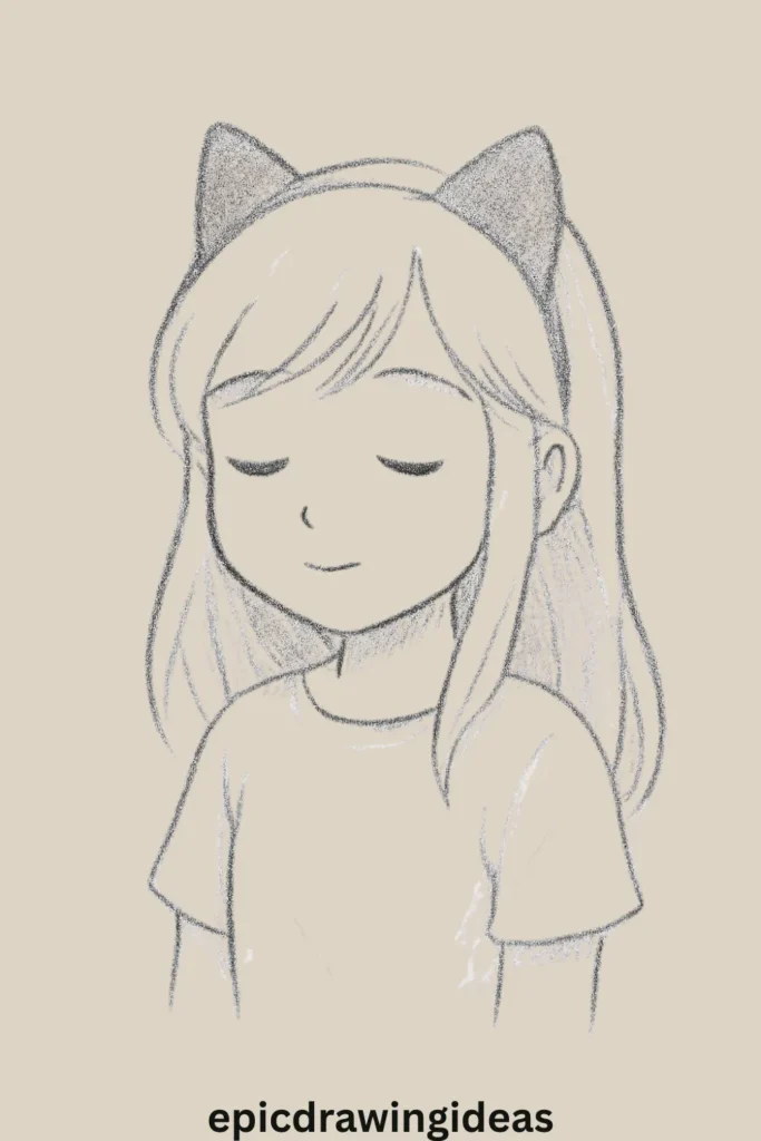 31 Lively Girl Drawing Ideas You’ll Fall in Love With 31 Girl with a Cat Ears Headband