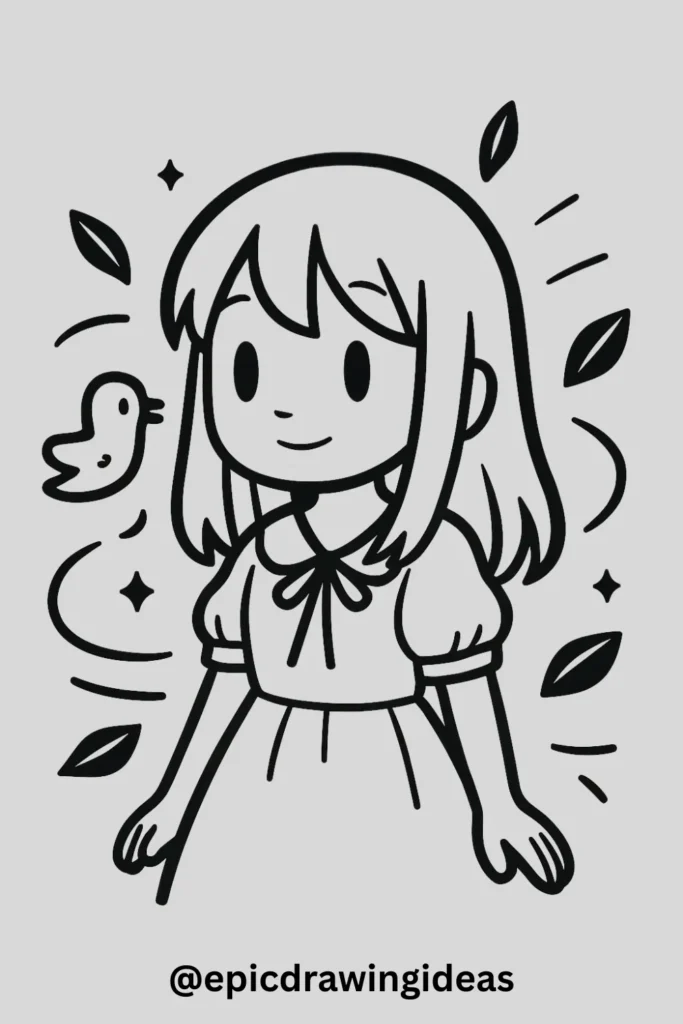 A Girl and Her Floating Pet Bird