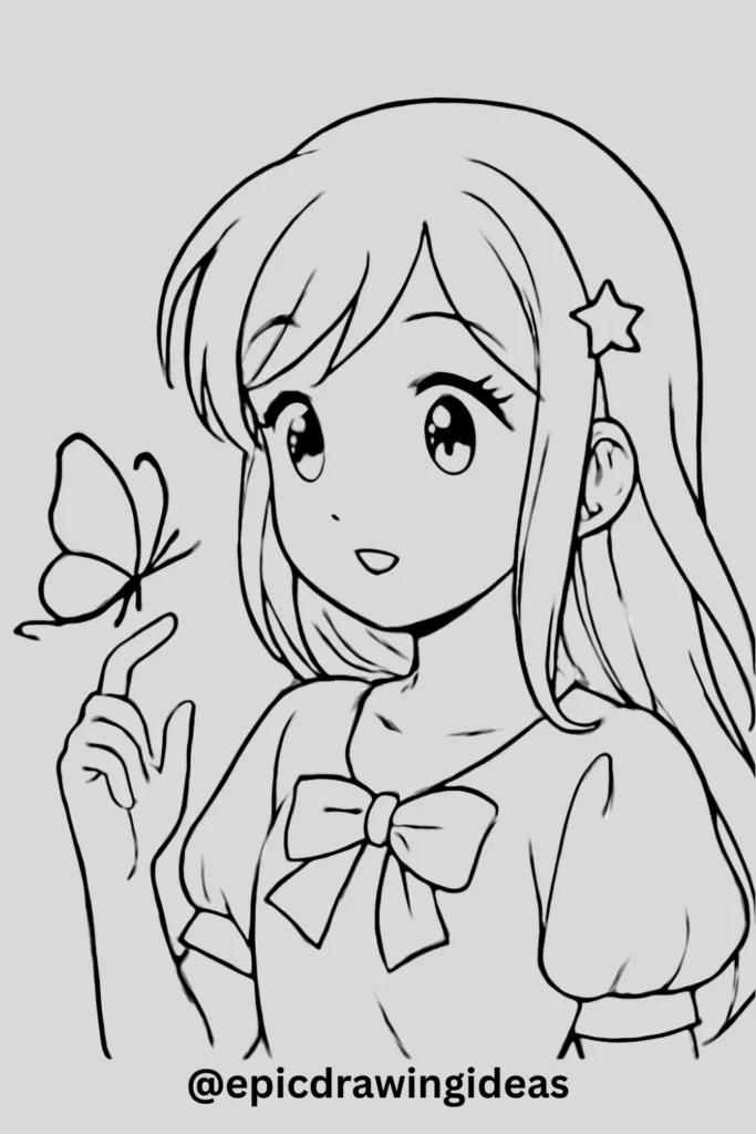 Girl With Butterfly On Finger