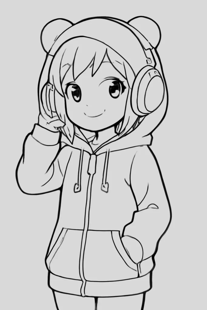 Girl With Hoodie And Headphones