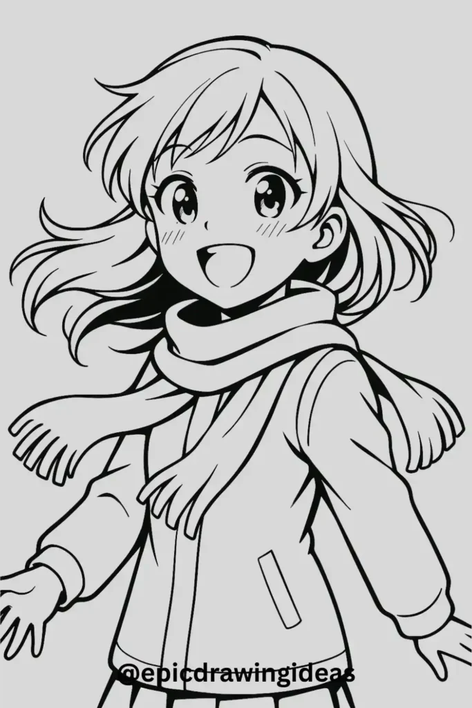 Girl with Scarf Blowing in the Wind
