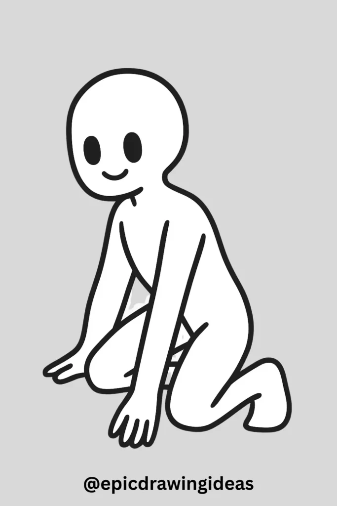 Body Base Kneeling with One Hand on Ground