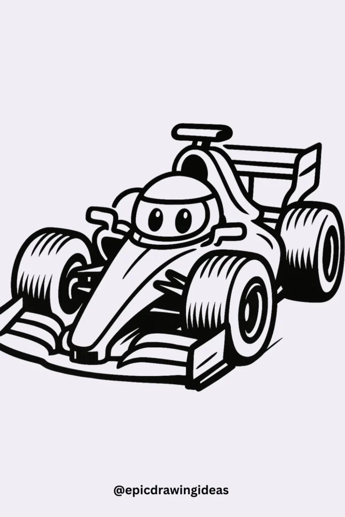 Dynamic Formula 1 Car with Whimsy