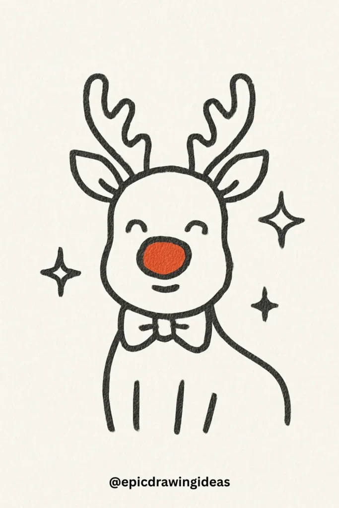 40 Easy Christmas Drawing Ideas for the Holiday Season 14 Reindeer with a Red Nose