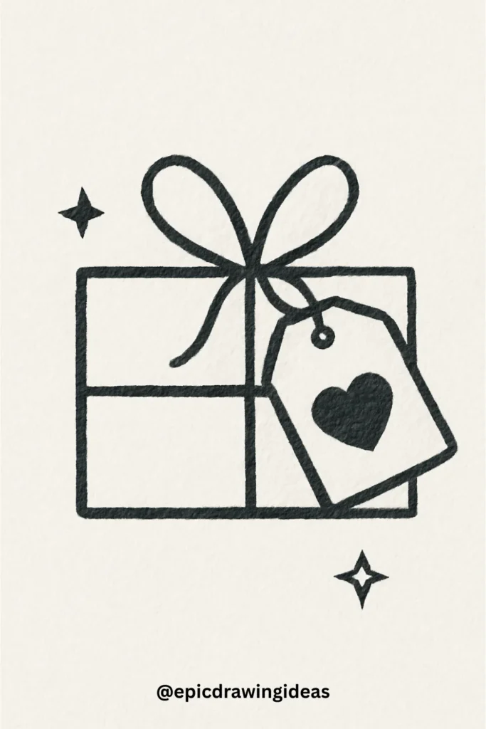 40 Easy Christmas Drawing Ideas for the Holiday Season 15 Gift Tag with a Heart