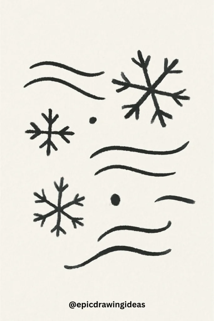 40 Easy Christmas Drawing Ideas for the Holiday Season 17 Snowflakes in the Wind