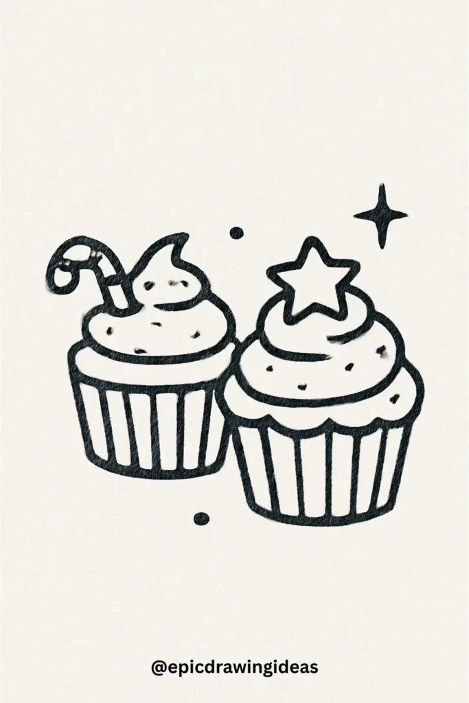 40 Easy Christmas Drawing Ideas for the Holiday Season 18 Christmas Cupcakes