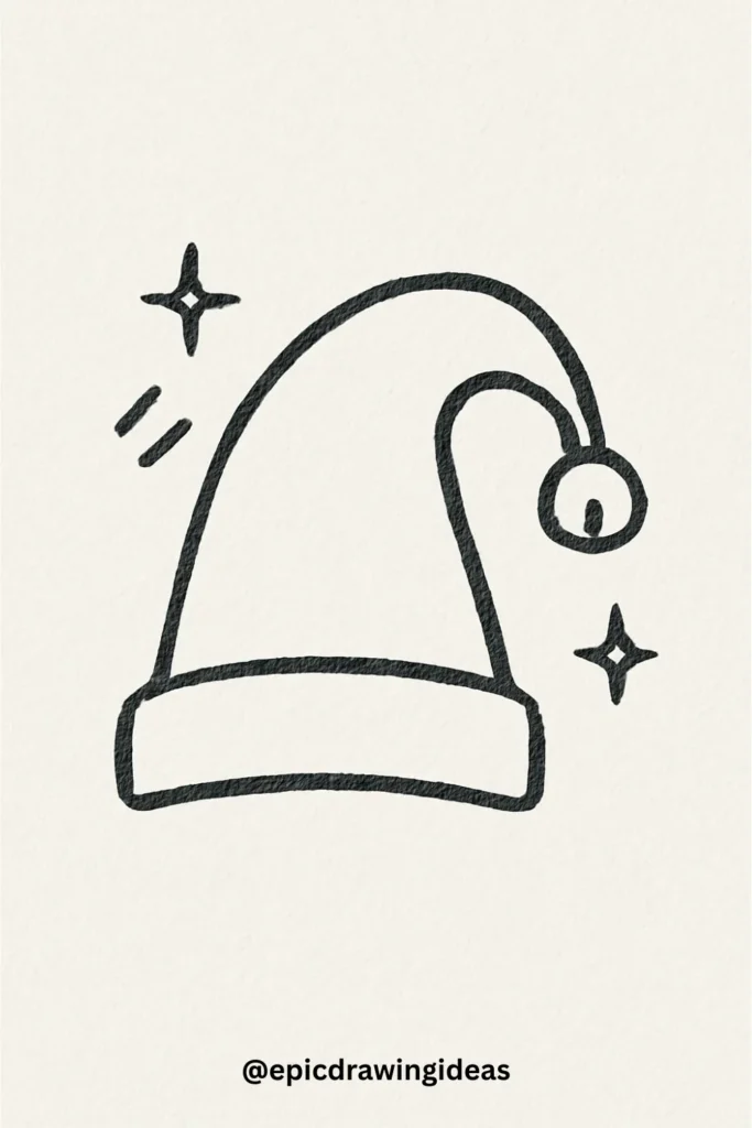 40 Easy Christmas Drawing Ideas for the Holiday Season 19 Elf Hat with a Bell