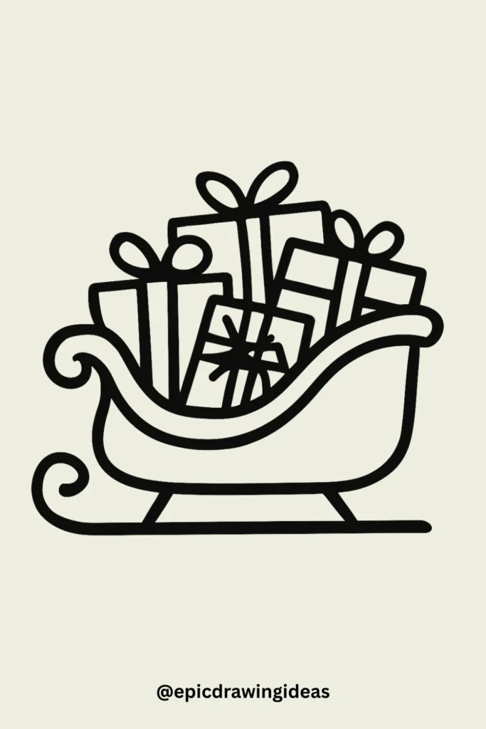40 Easy Christmas Drawing Ideas for the Holiday Season 21 Sleigh with Presents