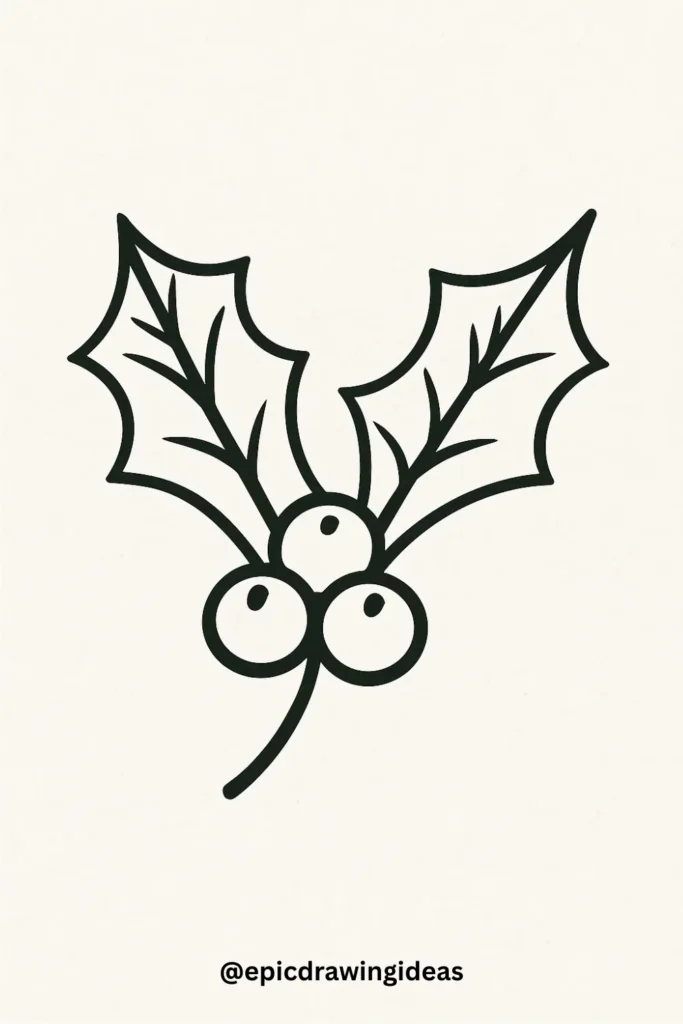 40 Easy Christmas Drawing Ideas for the Holiday Season 24 Holly