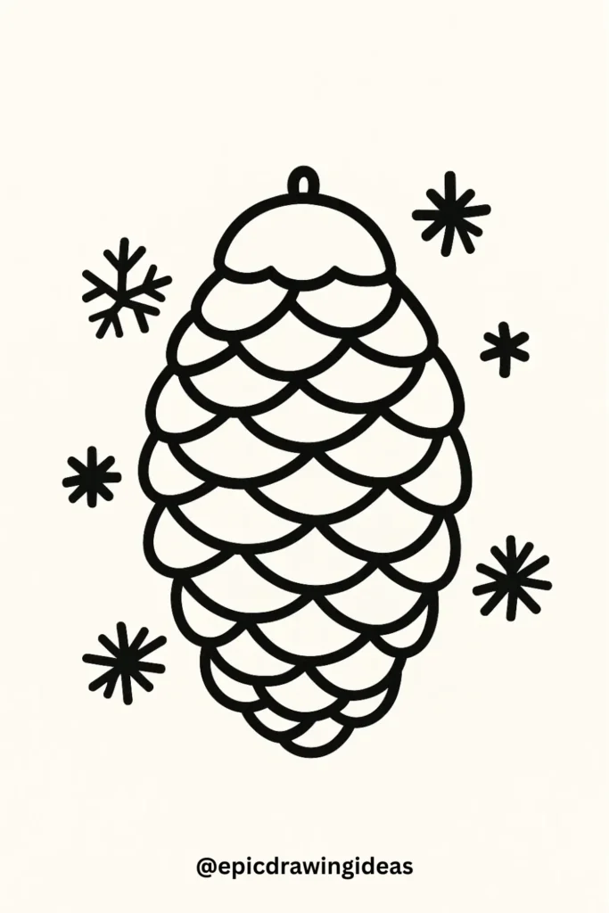 40 Easy Christmas Drawing Ideas for the Holiday Season 29 Pinecone with Snow