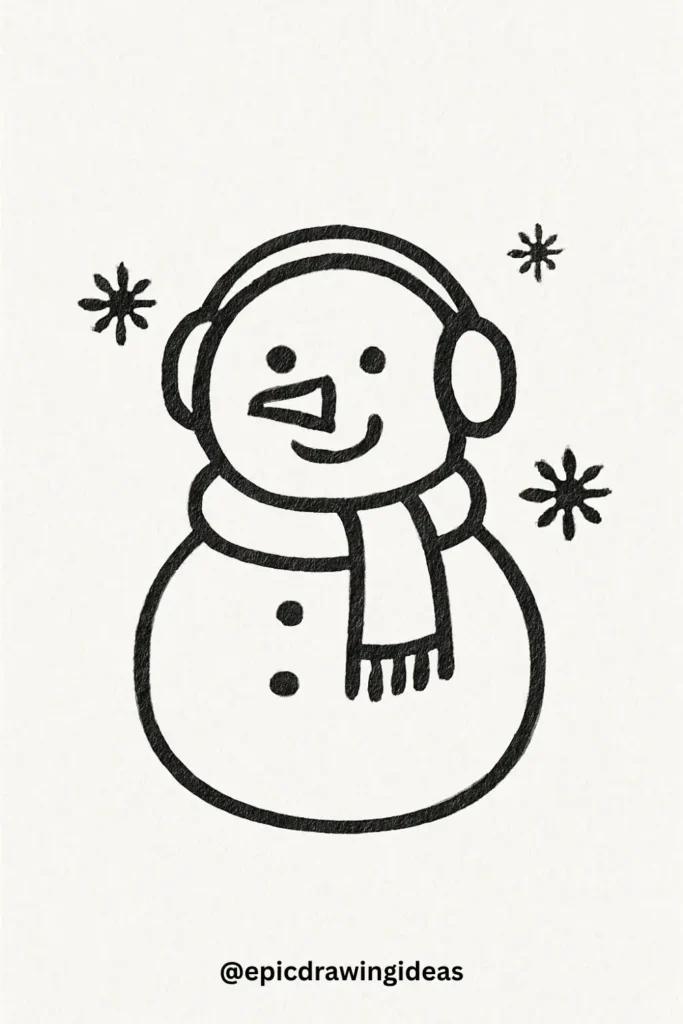 40 Easy Christmas Drawing Ideas for the Holiday Season 4 Snowman with Scarf