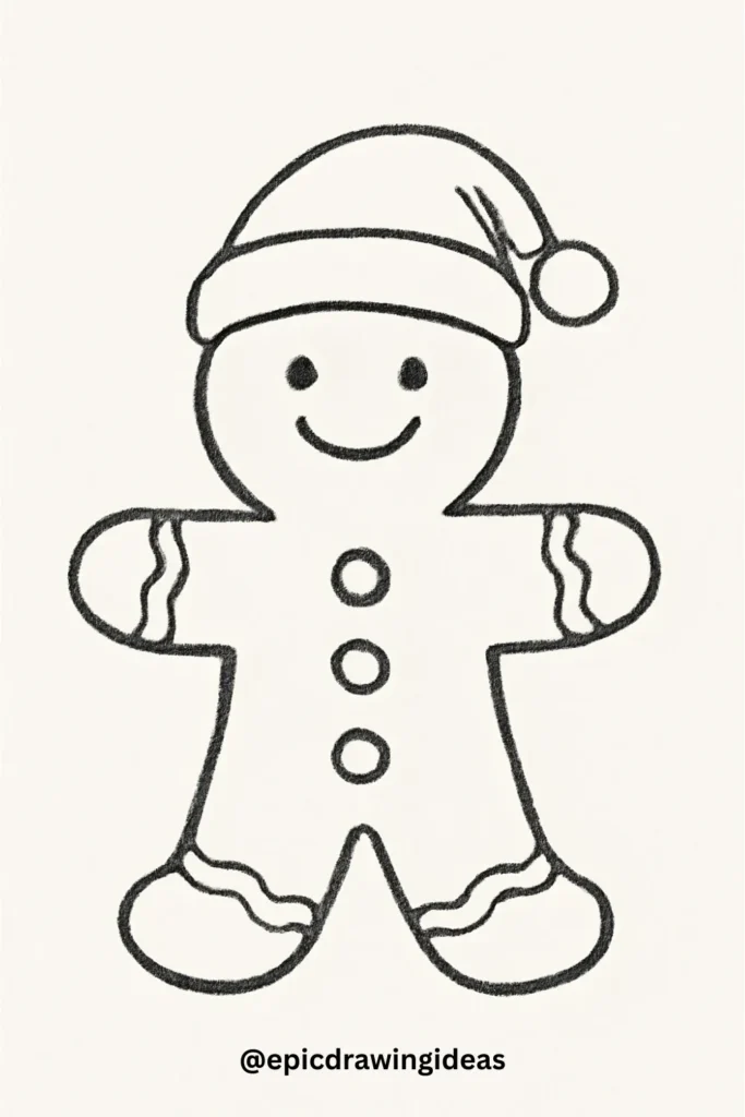 40 Easy Christmas Drawing Ideas for the Holiday Season 32 Gingerbread Man