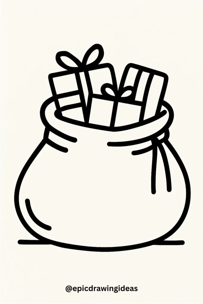 40 Easy Christmas Drawing Ideas for the Holiday Season 34 Santa's Sack