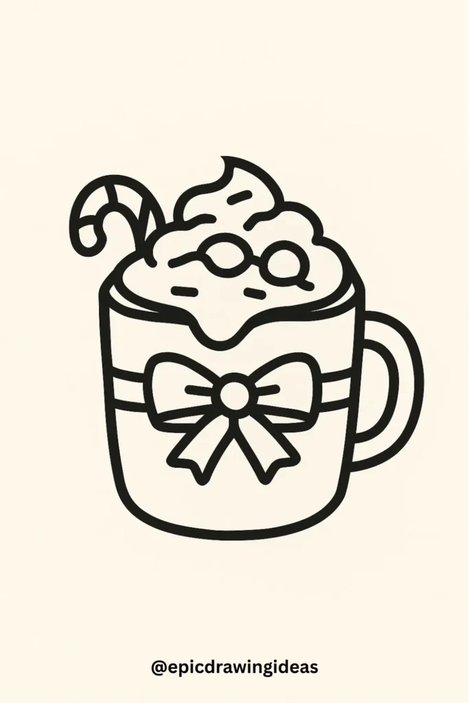40 Easy Christmas Drawing Ideas for the Holiday Season 36 Hot Cocoa Mug