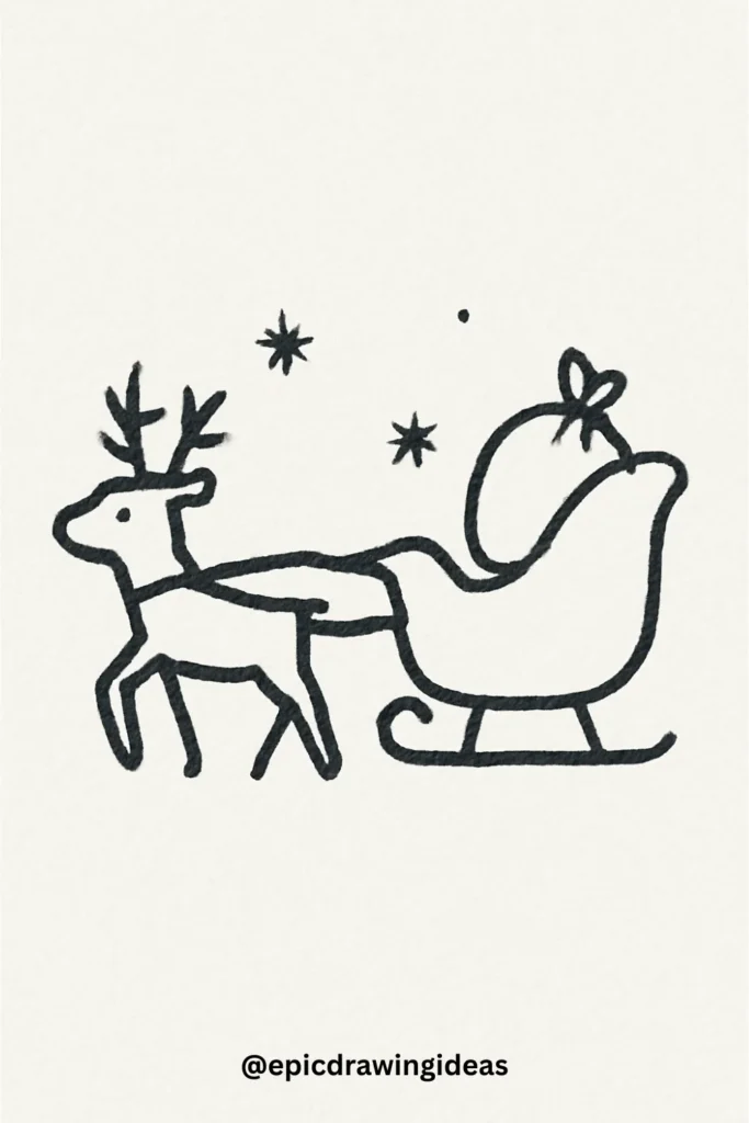 40 Easy Christmas Drawing Ideas for the Holiday Season 6 Santa's Sleigh and Reindeer
