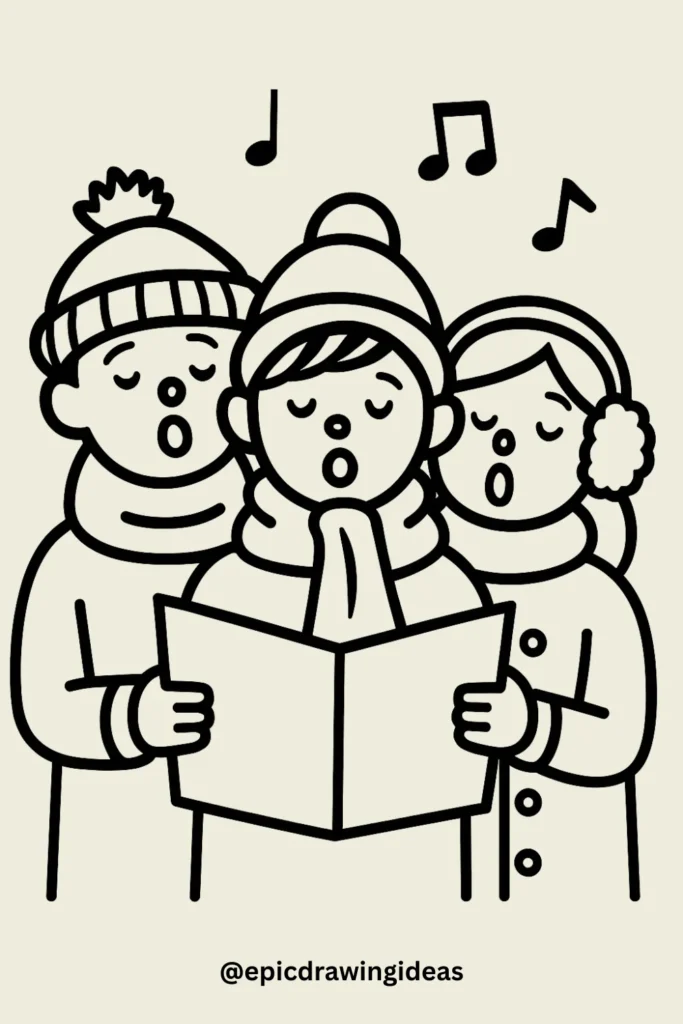 40 Easy Christmas Drawing Ideas for the Holiday Season 9 Christmas Carolers Singing